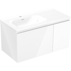 MEXEN/S - Orio kúpeľňová skrinka 90 cm s umývadlom Vela ľavá, 1S, 1D, biela lesk (91A13-09047-3-BBFF00-W23L00)