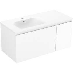 MEXEN/S - Orio kúpeľňová skrinka 90 cm s umývadlom Vela ľavá, 1S, 1D, biela mat (91A13-09047-3-BBFF01-W23L01)