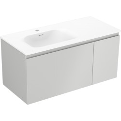 MEXEN/S - Orio kúpeľňová skrinka 90 cm s umývadlom Vela ľavá, 1S, 1D, sivá mat/biela mat (91A13-09047-3-BBFF62-W23L01)