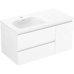MEXEN/S - Orio kúpeľňová skrinka 90 cm s umývadlom Vela ľavá, 2S, 1D, biela mat (91A13-09047-3-BBFFFF01-W23L01)