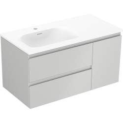 MEXEN/S - Orio kúpeľňová skrinka 90 cm s umývadlom Vela ľavá, 2S, 1D, sivá mat/biela mat (91A13-09047-3-BBFFF62-W23L01)