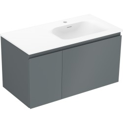 MEXEN/S - Orio kúpeľňová skrinka 90 cm s umývadlom Vela pravá, 1S, 1D, grafit mat/biela mat (91A13-09047-3-BBFF66-W23P01)