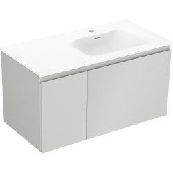 MEXEN/S - Orio kúpeľňová skrinka 90 cm s umývadlom Vela pravá, 1S, 1D, sivá mat/biela mat (91A13-09047-3-BBFF62-W23P01)