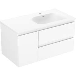 MEXEN/S - Orio kúpeľňová skrinka 90 cm s umývadlom Vela pravá, 2S, 1D, biela mat (91A13-09047-3-BBFFFF01-W23P01)