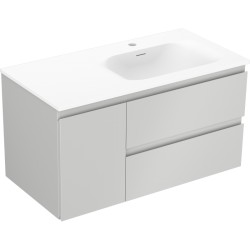 MEXEN/S - Orio kúpeľňová skrinka 90 cm s umývadlom Vela pravá, 2S, 1D, sivá mat/biela mat (91A13-09047-3-BBFFF62-W23P01)