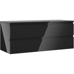 MEXEN/S - Orio kúpeľňová skrinka pod umývadlo 120 cm s doskou, 2 zásuvky, čierna lesk (91A10-12047-2-BFFC70)