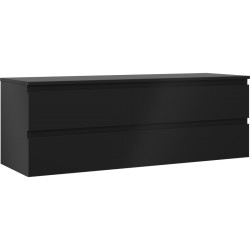 MEXEN/S - Orio kúpeľňová skrinka pod umývadlo 140 cm s doskou, 2 zásuvky, čierna mat (91A10-14047-2-BFFC71)