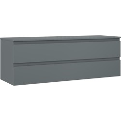MEXEN/S - Orio kúpeľňová skrinka pod umývadlo 140 cm s doskou, 2 zásuvky, grafit mat (91A10-14047-2-BFFC66)