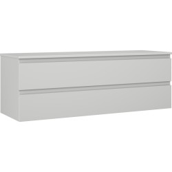 MEXEN/S - Orio kúpeľňová skrinka pod umývadlo 140 cm s doskou, 2 zásuvky, sivá mat (91A10-14047-2-BFFC62)