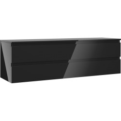 MEXEN/S - Orio kúpeľňová skrinka pod umývadlo 160 cm s doskou, 2 zásuvky, čierna lesk (91A10-16047-2-BFFC70)
