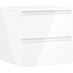 MEXEN/S - Orio kúpeľňová skrinka pod umývadlo 50 cm s doskou, 2 zásuvky, biela lesk (91A10-05047-2-BFFC00)