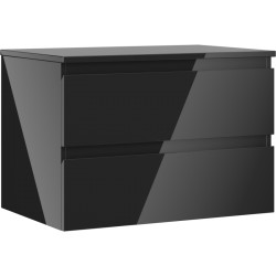 MEXEN/S - Orio kúpeľňová skrinka pod umývadlo 70 cm s doskou, 2 zásuvky, čierna lesk (91A10-07047-2-BFFC70)