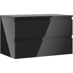 MEXEN/S - Orio kúpeľňová skrinka pod umývadlo 80 cm s doskou, 2 zásuvky, čierna lesk (91A10-08047-2-BFFC70)