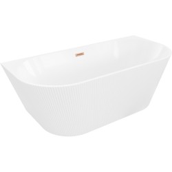 MEXEN/S - Oris voľne stojaca vaňa nástenná reliéf 150 x 75, biela, sifón a prepad meď kartáčovaná (52871507500-65)