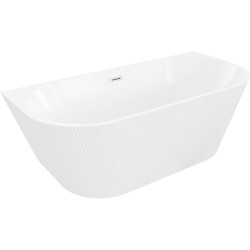 MEXEN/S - Oris voľne stojaca vaňa nástenná reliéf 150 x 75, biela, sifón a prepad nikel kartáčovaný (52871507500-97)