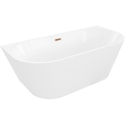 MEXEN/S - Oris voľne stojaca vaňa nástenná reliéf 150 x 75, biela, sifón a prepad ružové zlato (52871507500-60)