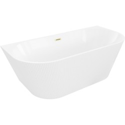 MEXEN/S - Oris voľne stojaca vaňa nástenná reliéf 150 x 75, biela, sifón a prepad zlatá kartáčovaná (52871507500-55)