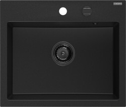MEXEN/S - Oscar granitový drez 580 x 490 mm, čierna, čierny sifón (6519581000-77-B)