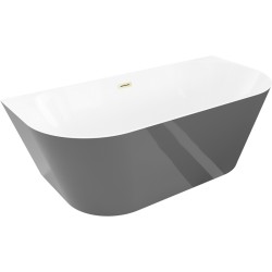 MEXEN/S - Oval Sim voľne stojaca vaňa nástenná 170 x 80, biela/sivá, sifón a prepad zlatá kartáčovaná (52661708062-55)