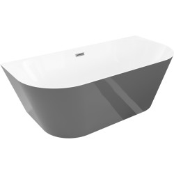 MEXEN/S - Oval Slim voľne stojaca vaňa nástenná 170 x 80, biela/sivá, sifón a prepad grafit kartáčovaná (52661708062-66)