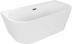 MEXEN/S - Oval+ voľne stojaca vaňa przyścienna 170 x 80, biela, sifón a prepad čierna (52681708000-70)