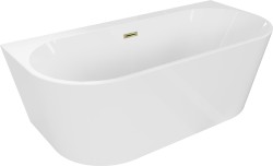 MEXEN/S - Oval+ voľne stojaca vaňa przyścienna 170 x 80, biela, sifón a prepad zlatá (52681708000-50)