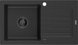 MEXEN/S - Pablo granitový drez 1-miska s odkvapkávačom 752 x 436 mm, čierna/strieborná mét (6510751010-73-B)