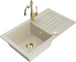 MEXEN/S - Pablo granitový drez 1-miska vrátane batérie Carla, béžová (6510-69-670700-50)