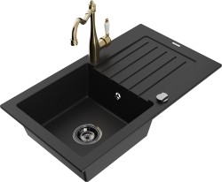 MEXEN/S - Pablo granitový drez 1-miska vrátane batérie Carla, čierna (6510-77-670700-50-B)