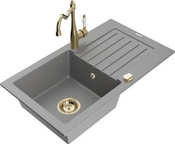 MEXEN/S - Pablo granitový drez 1-miska vrátane batérie Carla, šedá (6510-71-670700-50)