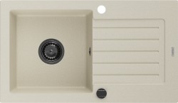 MEXEN/S - Pablo granitový drez 1 s odkvapkávačom 752 x 436 mm, béžová, + čierny sifón (6510751010-69-B)