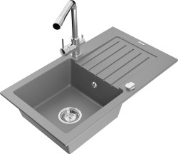 MEXEN/S - Pablo granitový drez s odkvapkávačom vrátane batérie Duero, šedá (6510-71-671600-00)