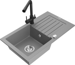 MEXEN/S - Pablo granitový drez s odkvapkávačom vrátane batérie Duero, šedá (6510-71-671600-70)