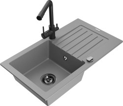 MEXEN/S - Pablo granitový drez s odkvapkávačom vrátane batérie Duero, šedá (6510-71-671600-70-B)