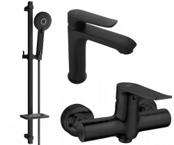 MEXEN/S - Pecos DQ40 SET umývadlová batéria + sprchová s príslušenstvom, čierna (72704DQ40-70)