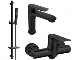 MEXEN/S - Pecos DQ72 SET umývadlová batéria + sprchová s príslušenstvom, čierna (72704DQ72-70)