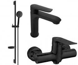 MEXEN/S - Pecos DS75 SET umývadlová batéria + sprchová s príslušenstvom, čierna (72704DS75-70)