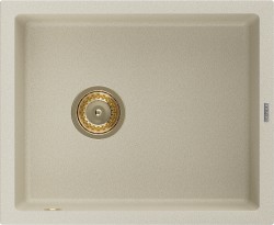 MEXEN/S - Pedro granitový drez 1-miska 560 x 460 mm, béžová, sifón zlatá (6508561000-69-G)
