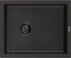 MEXEN/S - Pedro granitový drez 1-miska 560 x 460 mm, čierna/zlatá metalik, sifón čierna (6508561000-75-B)