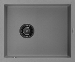 MEXEN/S - Pedro granitový drez 1-miska 560 x 460 mm, sivá, sifón čierna (6508561000-71-B)