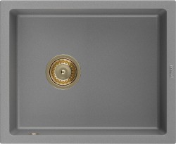 MEXEN/S - Pedro granitový drez 1-miska 560 x 460 mm, sivá, sifón zlatá (6508561000-71-G)
