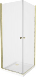 MEXEN/S - PRETORIA duo sprchovací kút 80 x 70, transparent, zlatá + vanička vrátane sifónu (852-080-070-50-02-4010G)