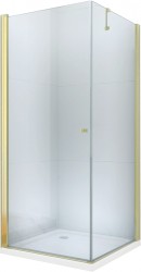 MEXEN/S - Pretoria otváracia sprchovací kút 70x70, číre sklo, zlato + vanička (852-070-070-50-00-4010)