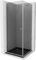 MEXEN/S - Pretória sprchovací kút 100x100, grafit, chróm + sprchová vanička vrátane sifónu (852-100-100-01-40-4070)