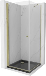 MEXEN/S - Pretória sprchovací kút 100x100, transparent, zlatá + sprchová vanička vrátane sifónu (852-100-100-50-00-4070G)