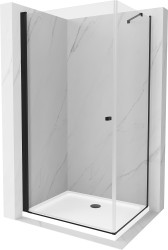 MEXEN/S - Pretória sprchovací kút 90x80, transparent, čierna + sprchová vanička vrátane sifónu (852-090-080-70-00-4010B)