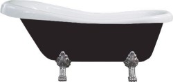 MEXEN/S - Retro voľne stojaca vaňa 150x73 cm biela / čierna chróm nohy , zátka sifónu chrom (53251507375-00)