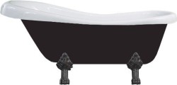 MEXEN/S - Retro voľne stojaca vaňa 150x73 cm biela / čierna čierna nohy , zátka sifónu chrom (53251507375-70)