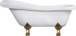 MEXEN/S - Retro voľne stojaca vaňa 150x73 cm biela, nohy zlato , sifón chrom (53251507300-50)