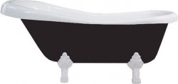MEXEN/S - Retro voľne stojaca vaňa 170x75 cm biela / čierna biela nohy , sifón chrom (53251707575-20)